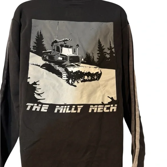 LOCALE Mens Brighton Snow Groomer Black Sweatshirt with White and Gray Accents - Picture 2 of 4
